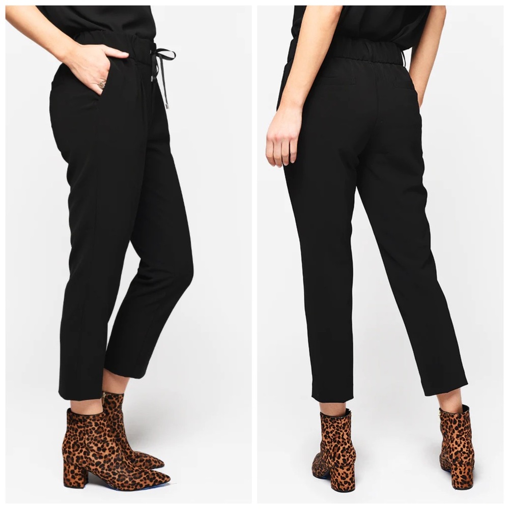 NEW ATM Micro Twill Pull On Pants Slacks Trousers Black Minimalist Athleisure